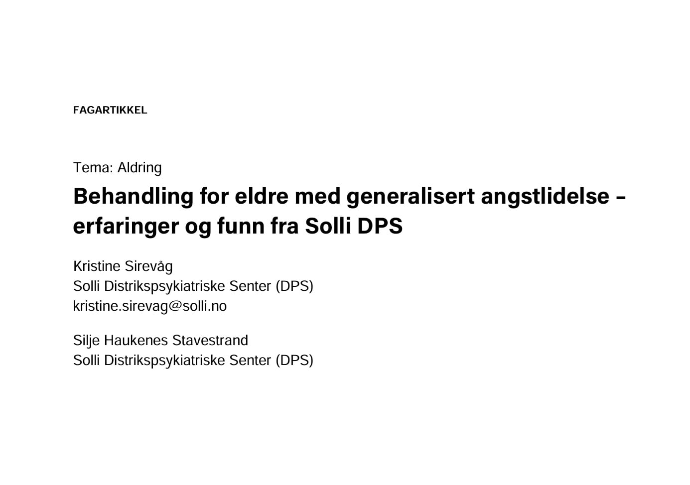Forsiden til artikkelen