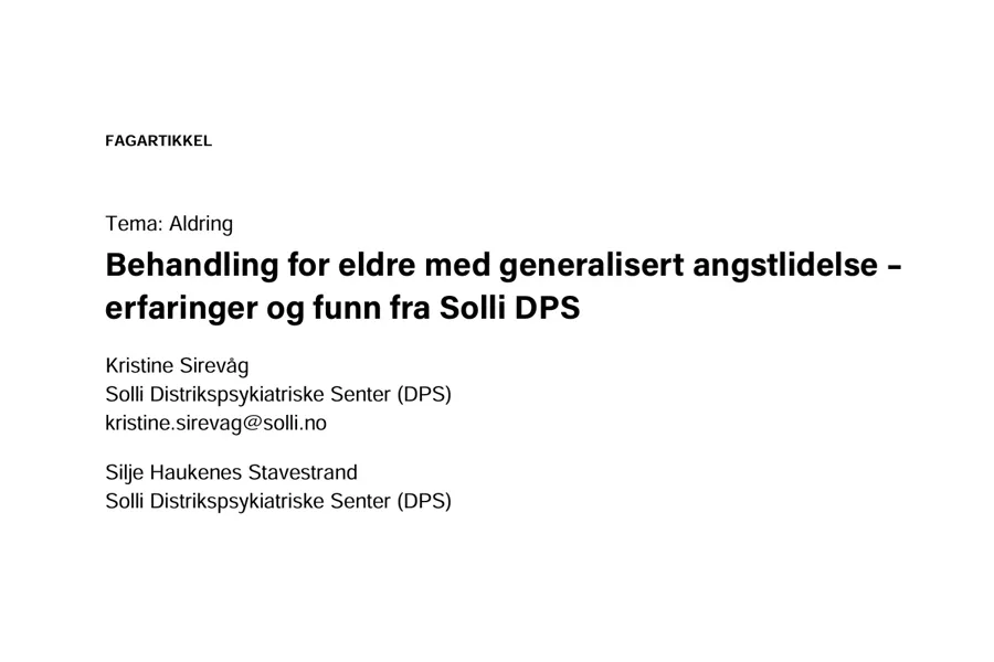 Forsiden til artikkelen
