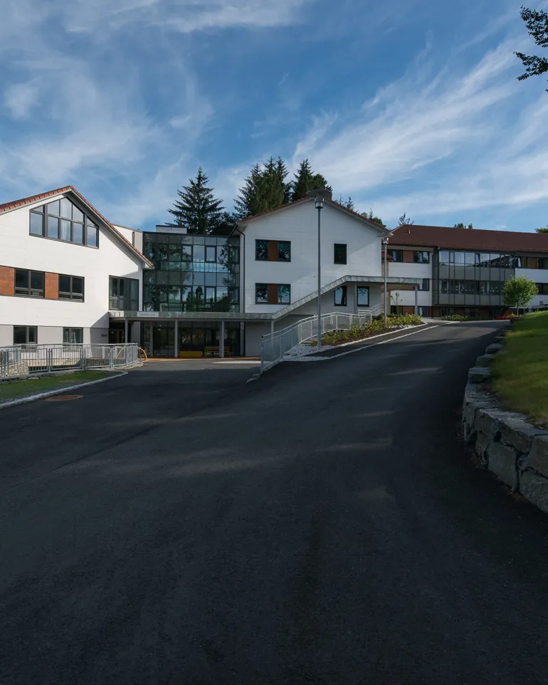 En vei med hus langs den