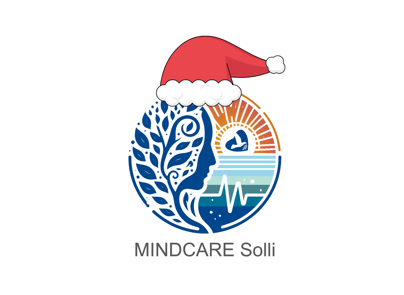 Logo av MINDCARE med julenisselue