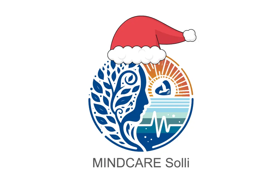 Logo av MINDCARE med julenisselue